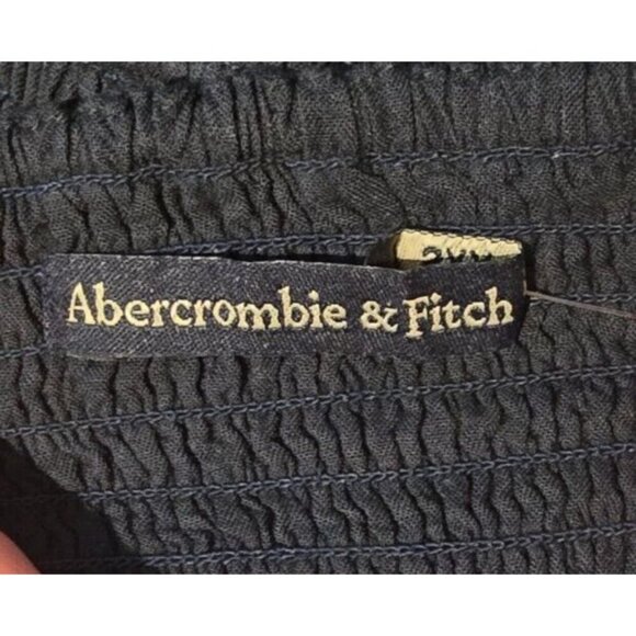 Abercrombie & Fitch Mini Dress Sz XXS Black Floral Embroidered Ruched LBD Boho - Picture 3 of 16